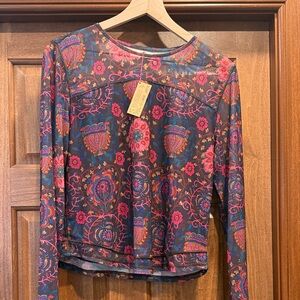 NATURAL LIFE Colorful Floral Long Sleeve Top